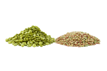 a pile of beans and a pile of peas