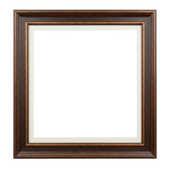 Brown wooden photo frame with gold accents for artwork display  