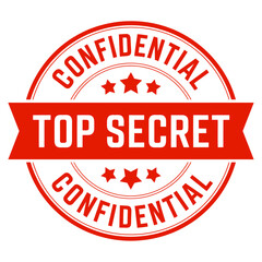 Red Confidential Top Secret Stamp Icon Badge Label Seal Isolated on White Background