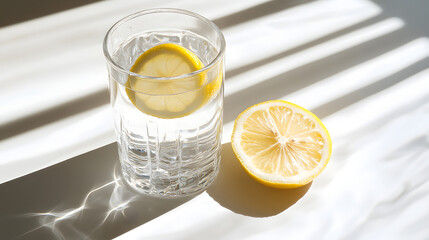 glass of water with lemon