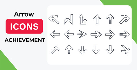 Vector art of collection of various arrow icons isolated on white background