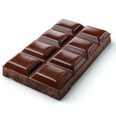 Fototapeta premium A delicious dark chocolate bar with eight segmented squares isolated on white background