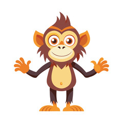 Creative Monkey Multitasking with Four Hands Holding Laptop, Phone, Coffee, and Documents – Busy Monkey Vector Illustration for Business, Productivity, and Technology Designs