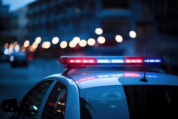 Emergency Response Vehicle Lights Illuminate Urban Darkness at Night