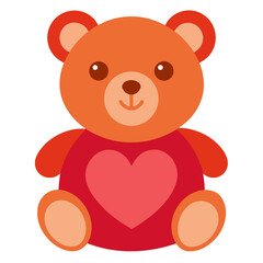 Cute teddy bear with heart animal vector icon on white background.