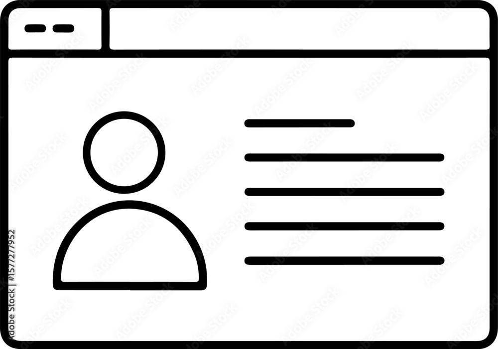 Poster simple outline icon of a user profile on a web browser window