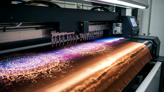 Industrial printing large format printer working with abstract design and high resolution