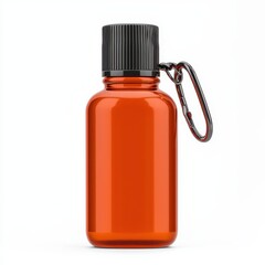 Bright Orange Bottle with Black Lid and Metal Clip for Outdoor Use