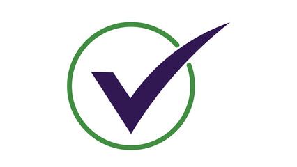 Bold Dark Purple Check Mark Inside Thin Green Circle – Minimal Icon