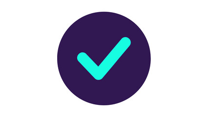 Turquoise Check Mark in Purple Circle, Minimal Approval Icon Desig