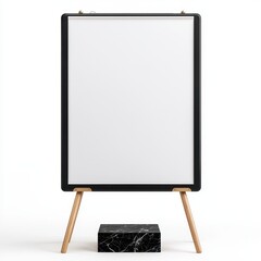 Elegant Minimalist Blank Signboard on Stand with Marble Base Display
