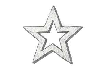 White five-pointed star with hand-drawn effect, symbolizing achievement, quality, and success, isolated on a transparent background