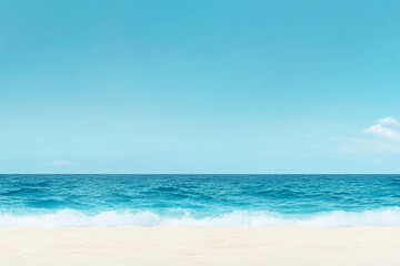 Fototapeta premium Serene beach with gentle waves and clear blue skies