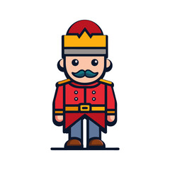 Cartoon nutcracker vector illustration for christmas holiday decoration and design element art on transparent background