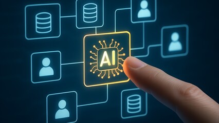 Fototapeta premium Artificial Intelligence Network Data Processing System Visualization