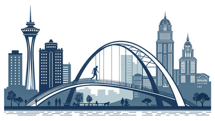 Fototapeta premium Cityscape Building Outline Silhouette Icon