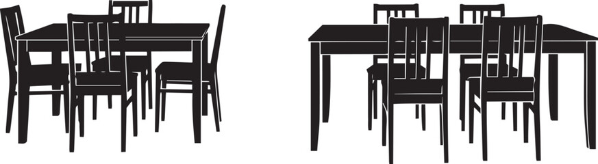 vector illustration of Dining tables & chairs