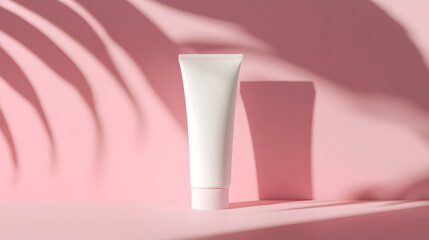 Minimal cosmetic product mockup white cream tube