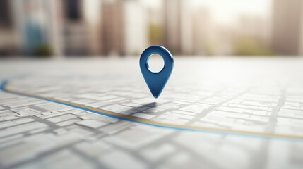 Blue location pin on city map.