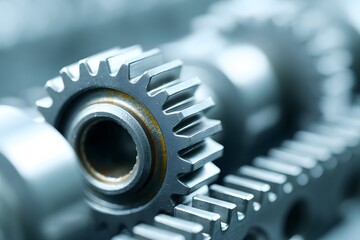 Close-up of Interlocking Gears in a Mechanical System