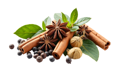 Set bundle of food flavor cue ingredients transparent PNG isolated on white background.
