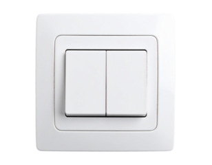  Classic White Rocker Light Switch in Off Position, Front View, on transparent png background PNG