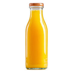 Glass bottle containing refreshing orange juice isolated on transparent background png 