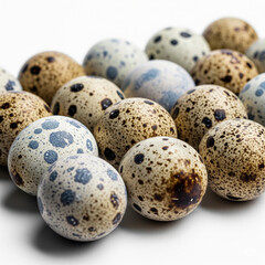 Obraz premium quail eggs on white background