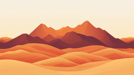 Desert mountains landscape at sunrise.