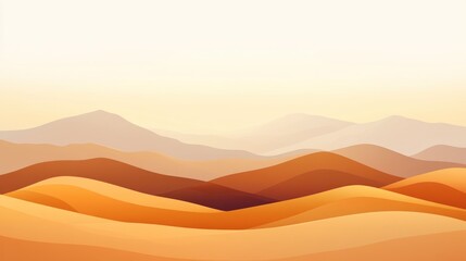 Desert landscape with soft orange and brown mountains, subtle color gradients,  peaceful and serene desert view,  