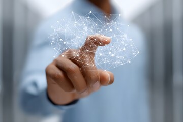 Hand Interacting with a Digital Network Structure