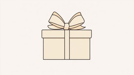 Simple beige gift box with a light beige ribbon bow.