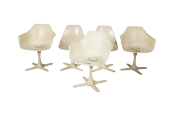 white chair in the studio  Lot - A Set of Five Maurice Burke Tulip Chairs
