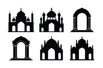 Taj Mahal vector silhouette illustration, a religious architecture and travel landmark symbol