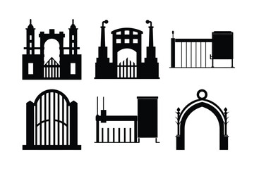 Collection of Gate and Fence Designs Architectural Illustrations