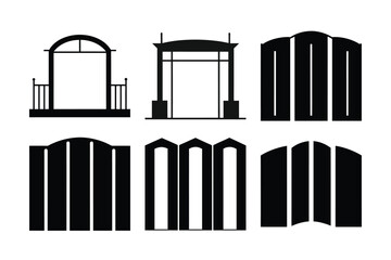 Collection of Architectural Gate and Arch Designs Silhouettes
