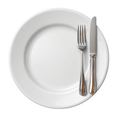 plate and cutlery isolated on transparent background png 