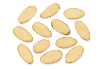 Obraz premium Peeled almonds rotating on transparent background, perfect for healthy food and vegan concepts