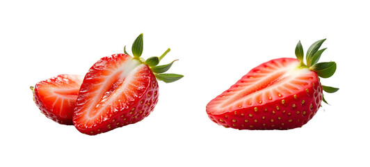 slice of strawberry on white background 

