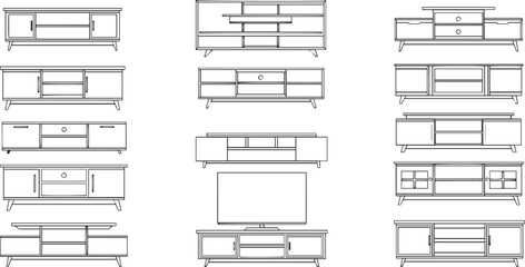 vector illustration of TV stands & media units