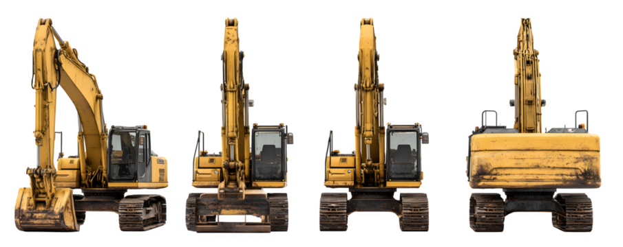 Transparent-Background High-Resolution Clean excavator arranged in a horiz PNG cutout, digital artwork, ideal for advertising and presentations, branding, premium resource - Powered by Adobe