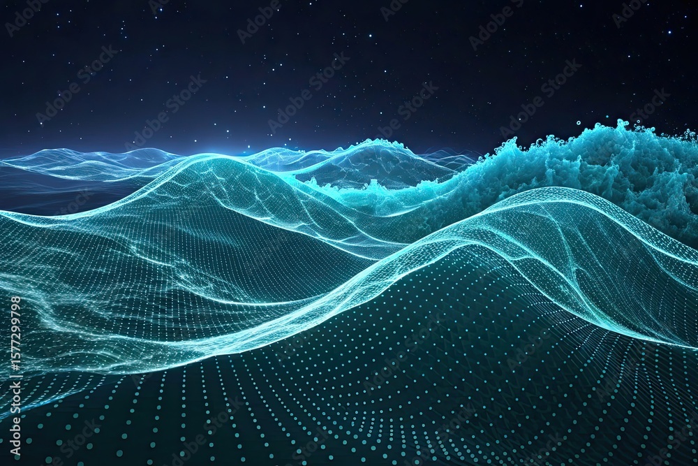 Fototapete wire frame shape abstract background, futuristic digital background for business science and technol