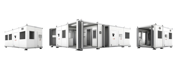 Clean Realistic Detailed expandable modular clinic roo PNG cutout, transparent background, ideal for graphic design and advertising, mockups, premium resource, professional graphics