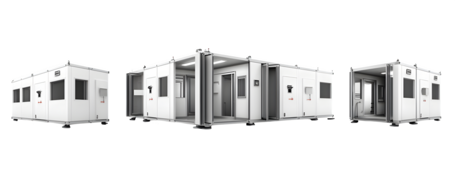 Clean Realistic Detailed expandable modular clinic roo PNG cutout, transparent background, ideal for graphic design and advertising, mockups, premium resource, professional graphics