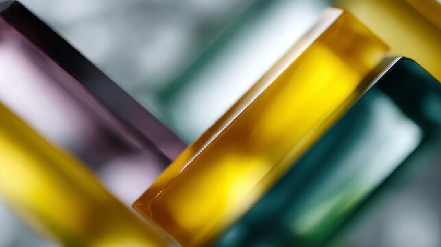 Diagonal abstract arrangement of translucent rectangular prisms with soft focus