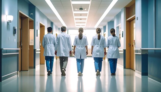 Medical professionals walking down a hospital corridor (1)