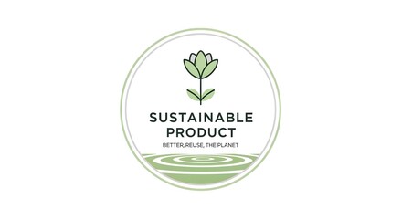 Sustainable product logo featuring a stylized flower and water ripples, emphasizing eco-friendly design.