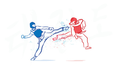 Great simple taekwondo Kyorugi or sparring  background design for any media	