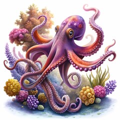 Octopus Illustration on white background