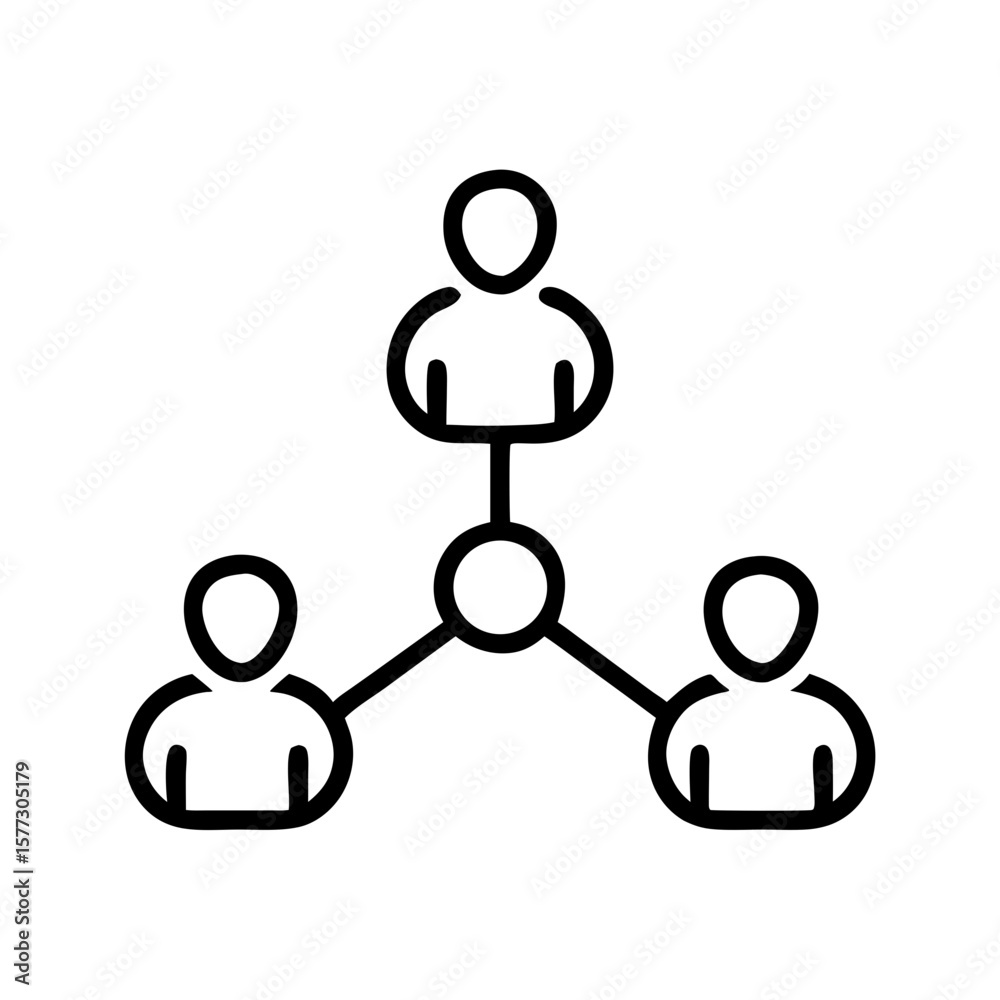 Poster people connected by lines in network structure showing communication and team relations. illustratin